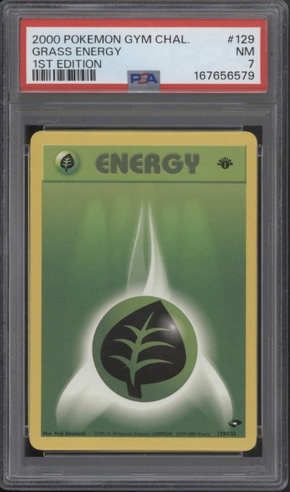 Grass Energy Pokemon Gym Challenge 1st Edition #129 PSA 7 #2