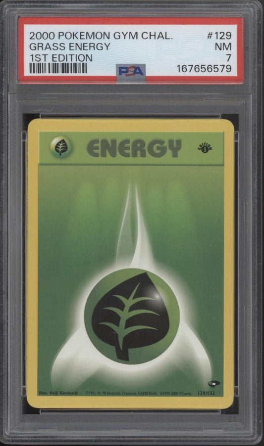 Grass Energy Pokemon Gym Challenge 1st Edition #129 PSA 7 #2