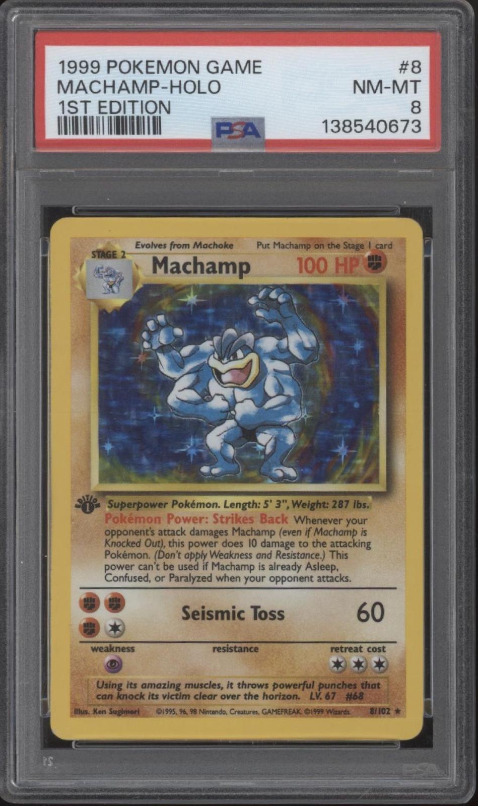 Machamp Pokemon Base Set Holo 1st Edition #8 PSA 8