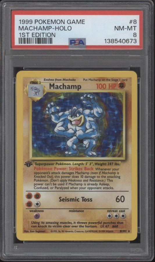 Machamp Pokemon Base Set Holo 1st Edition #8 PSA 8