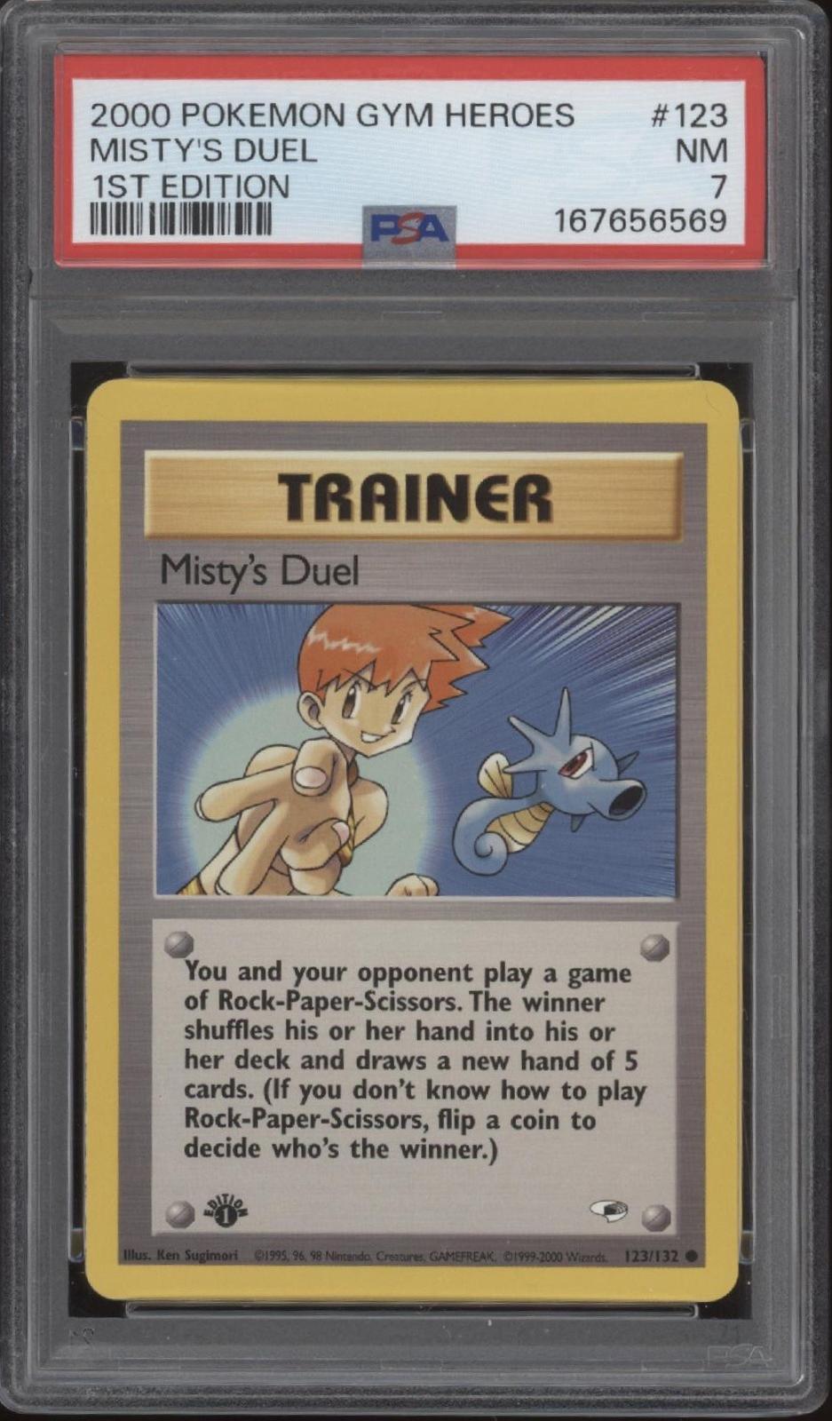 Misty's Duel Pokemon Gym Heroes 1st Edition #123 PSA 7