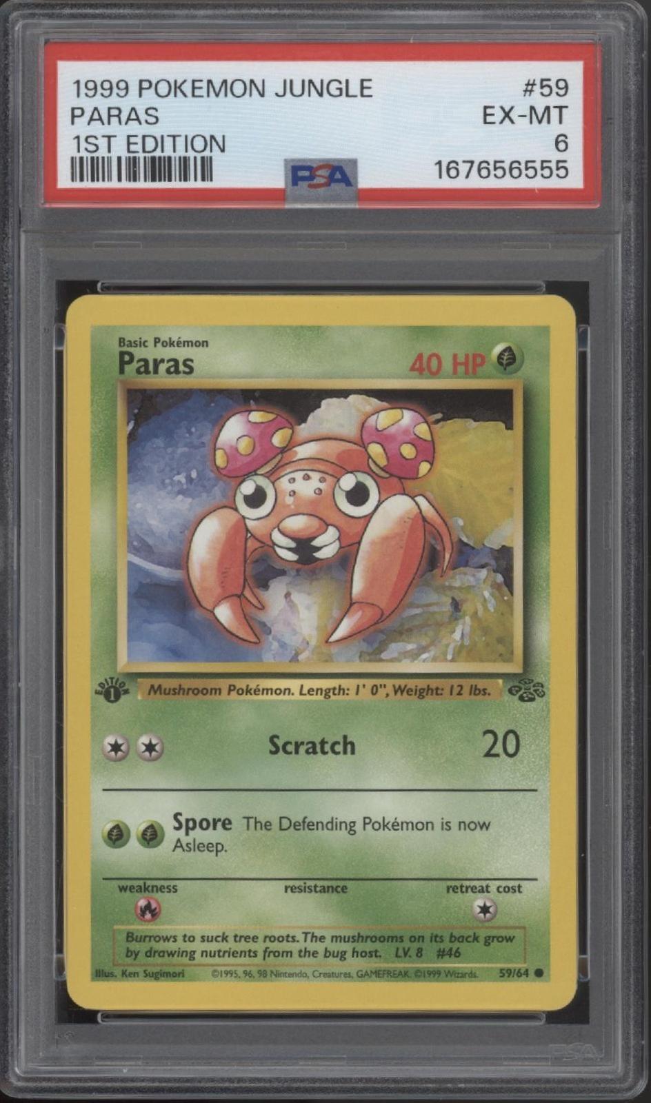 Paras Pokemon Jungle 1st Edition #59 PSA 6