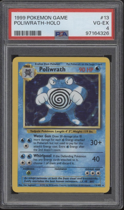 Poliwrath Pokemon Base Set Holo #13 PSA 4