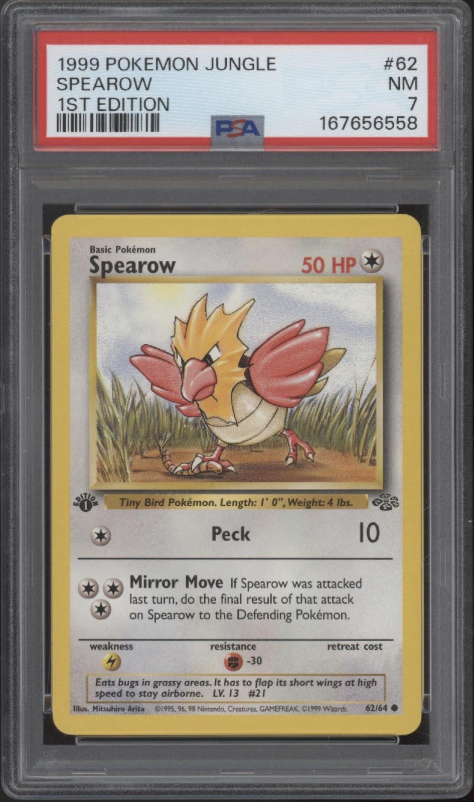 Spearow Pokemon Jungle 1st Edition #62 PSA 7