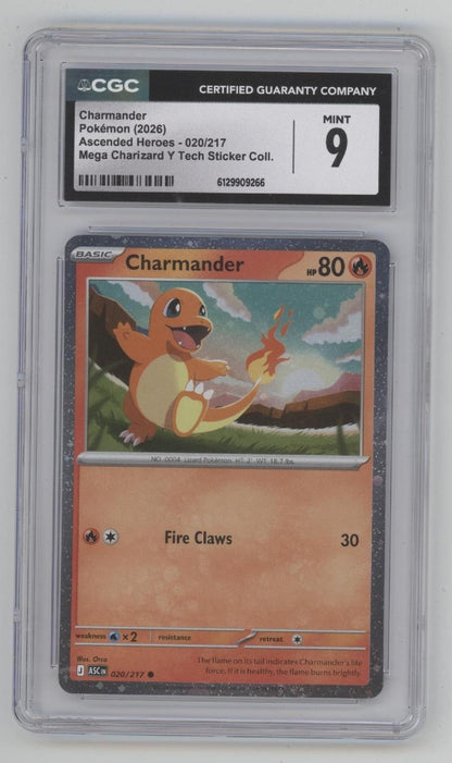 Charmander Pokemon Ascended Heroes Charizard Y Tech Sticker Collection #20 CGC 9