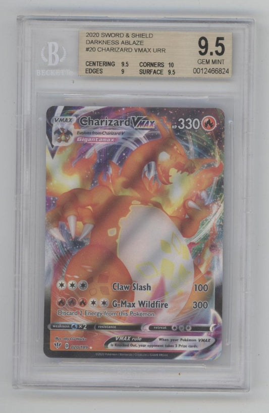 Charizard VMAX Pokemon Darkness Ablaze #20 Beckett 9.5