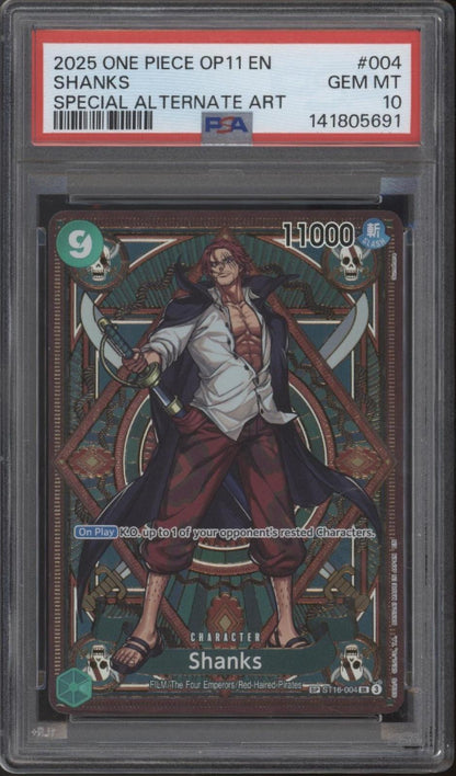 Shanks One Piece Card Game OP11 Special Alternate Art #004 PSA 10