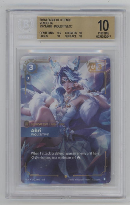 Ahri Inquisitive Riftbound Vendetta #SP3 Beckett 10 Pristine