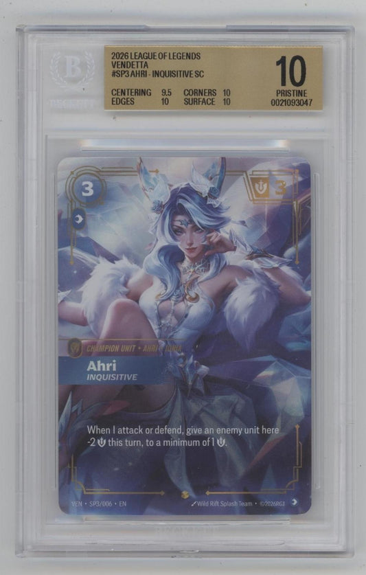 Ahri Inquisitive Riftbound Vendetta #SP3 Beckett 10 Pristine