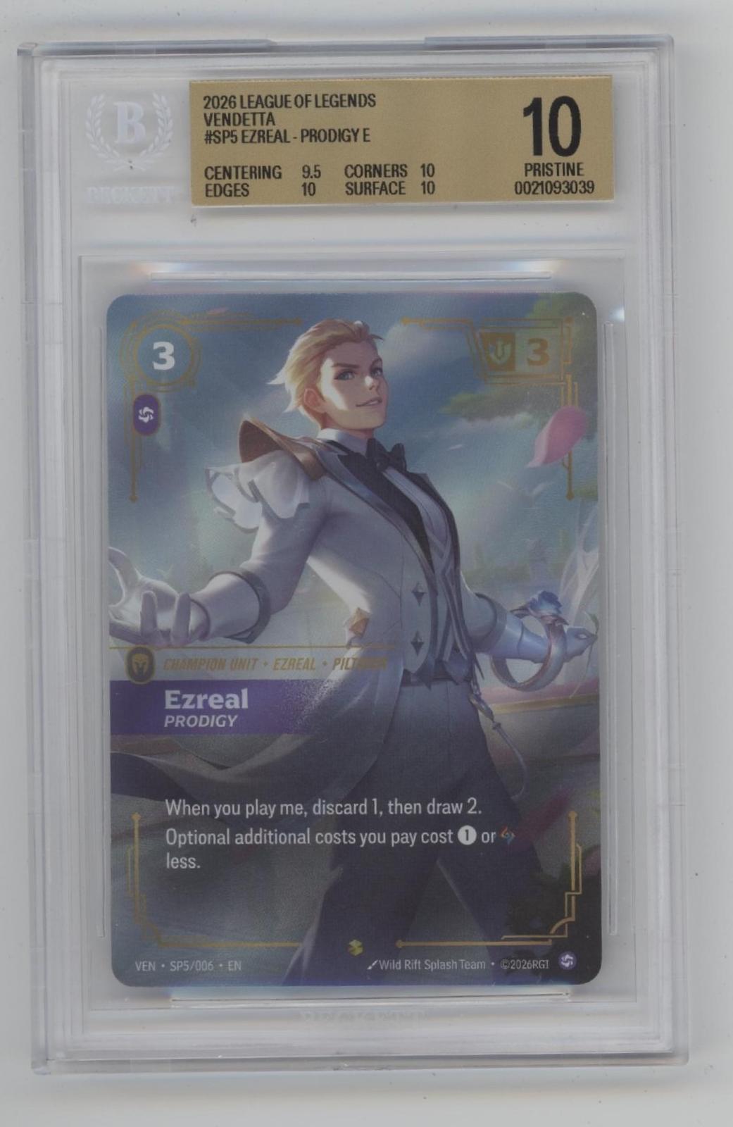 Ezreal Prodigy Riftbound Vendetta #SP5 Beckett 10 Pristine