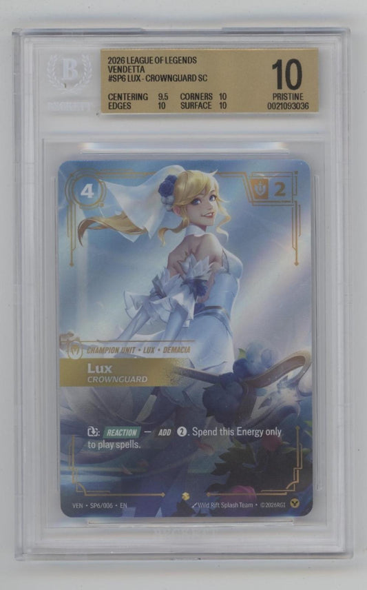 Lux Crownguard Riftbound Vendetta #SP6 Beckett 10 Pristine