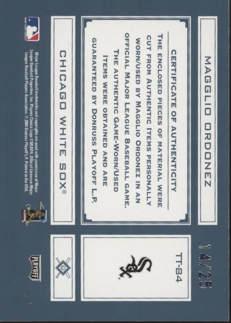 Magglio Ordonez 2004 Playoff Absolute Memorabilia Tools of the Trade 14/25