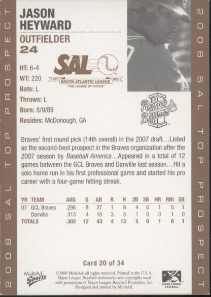 Jason Heyward 2008 MultiAd Sports Top Prospect #20