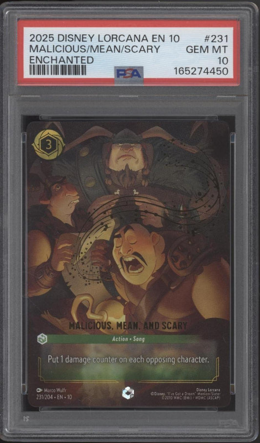 Malicious Mean & Scary Disney Lorcana Whispers in the Well Enchanted #231 PSA 10