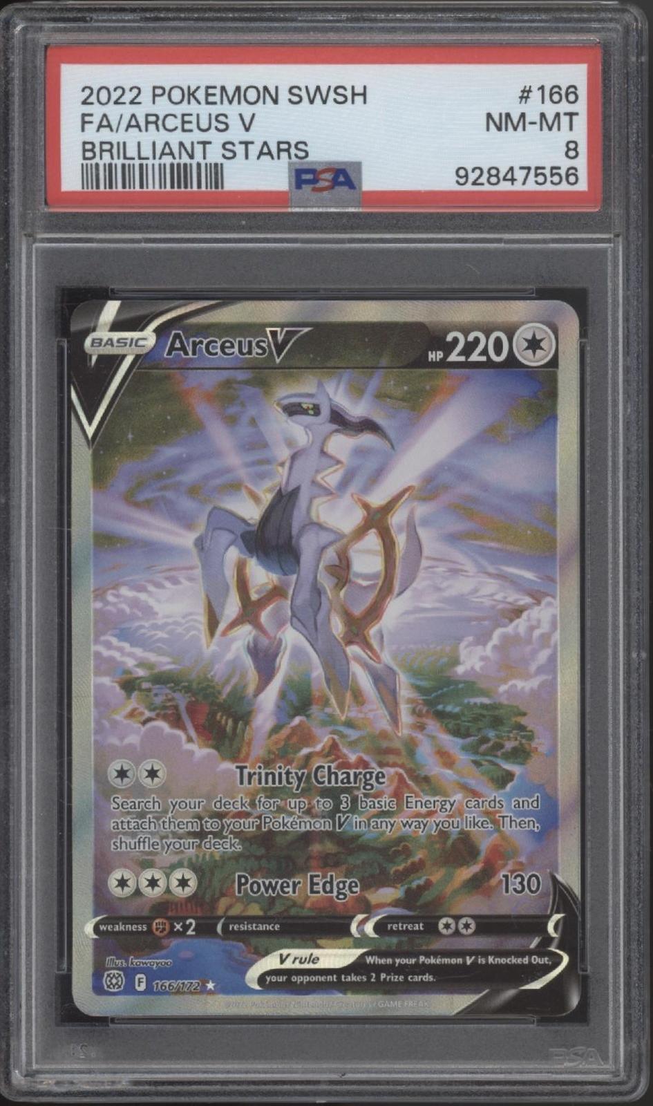 Arceus V Pokemon Brilliant Stars Full Art #166 PSA 8