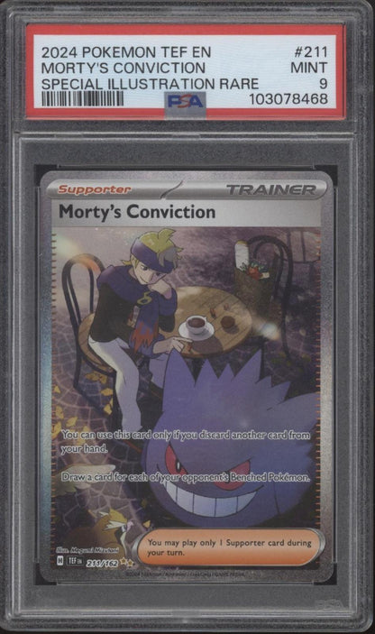 Morty's Conviction Pokemon Temporal Forces Special Illustration Rare #211 PSA 9