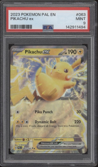 Pikachu ex Pokemon Paldea Evolved #063 PSA 9