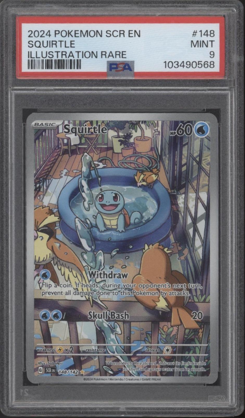 Squirtle Pokemon Stellar Crown Illustration Rare #148 PSA 9