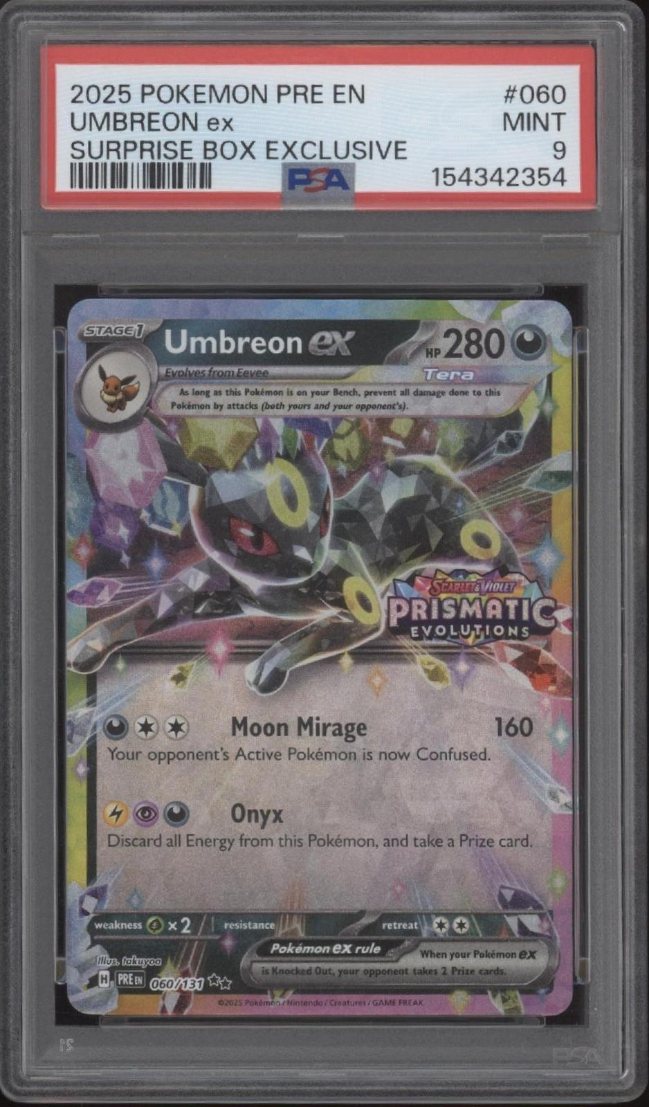Umbreon ex Pokemon Prismatic Evolutions Surprise Box Exclusive #060 PSA 9