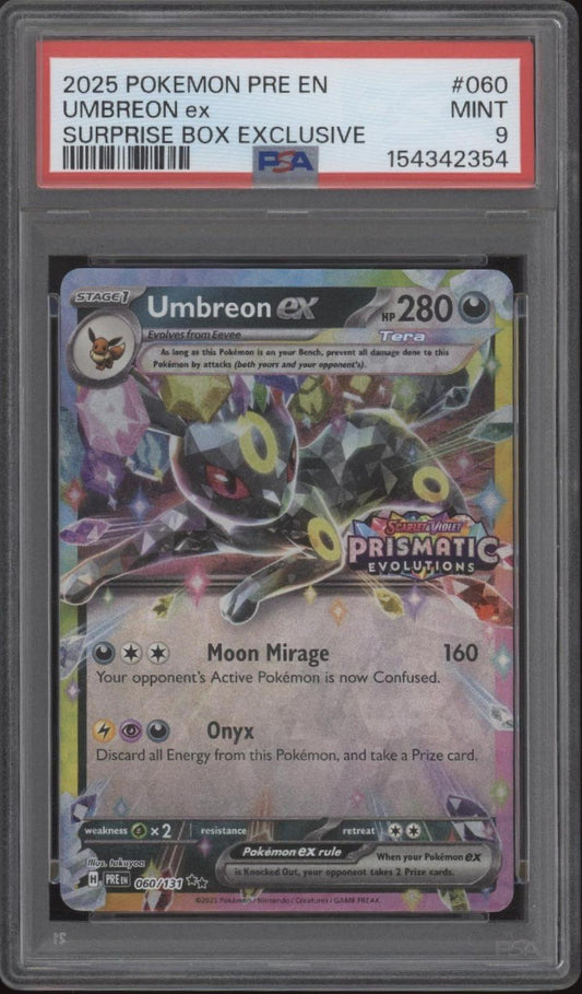 Umbreon ex Pokemon Prismatic Evolutions Surprise Box Exclusive #060 PSA 9