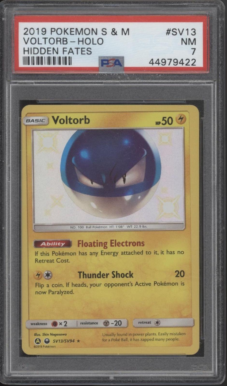 Voltorb Pokemon Hidden Fates Holo #SV13 PSA 7