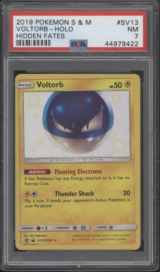 Voltorb Pokemon Hidden Fates Holo #SV13 PSA 7