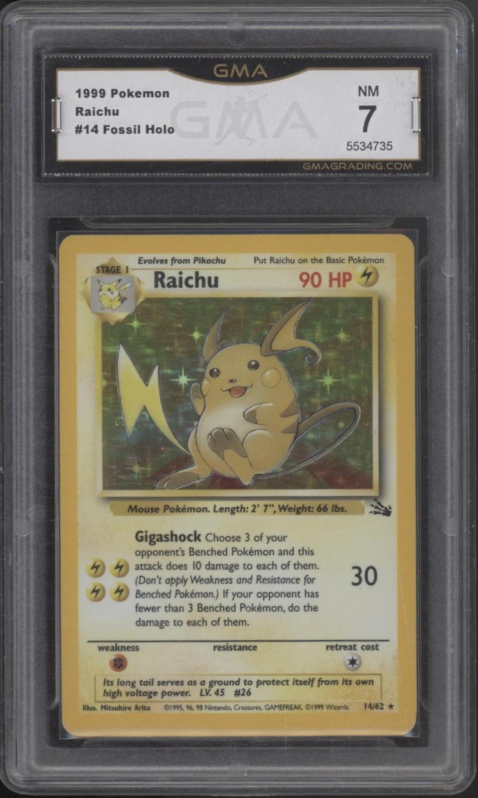 Raichu Pokemon Fossil Holo #14 GMA 7