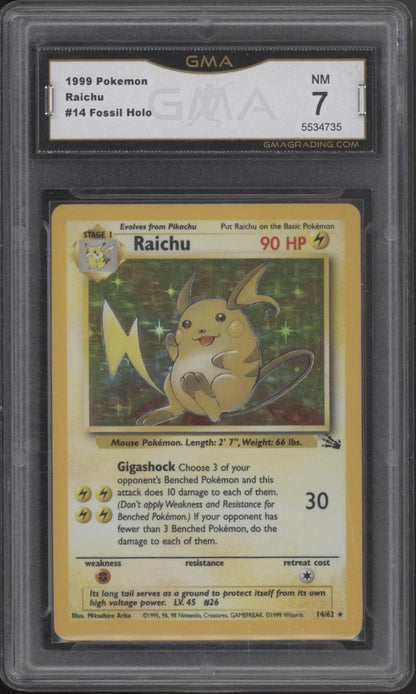 Raichu Pokemon Fossil Holo #14 GMA 7