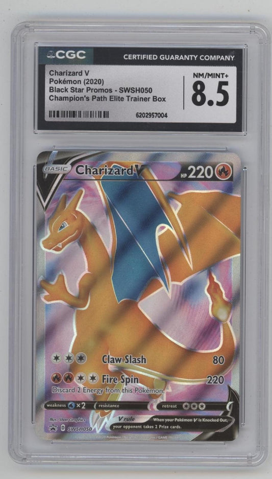 Charizard V Pokemon Champion's Path ETB Promo #SWSH050 CGC 8.5
