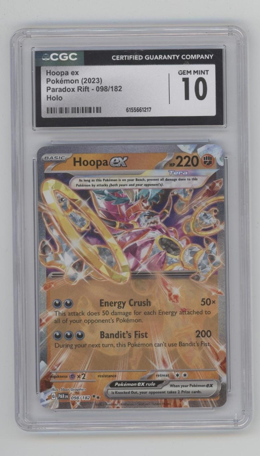 Hoopa ex Pokemon Paradox Rift Holo #098 CGC 10