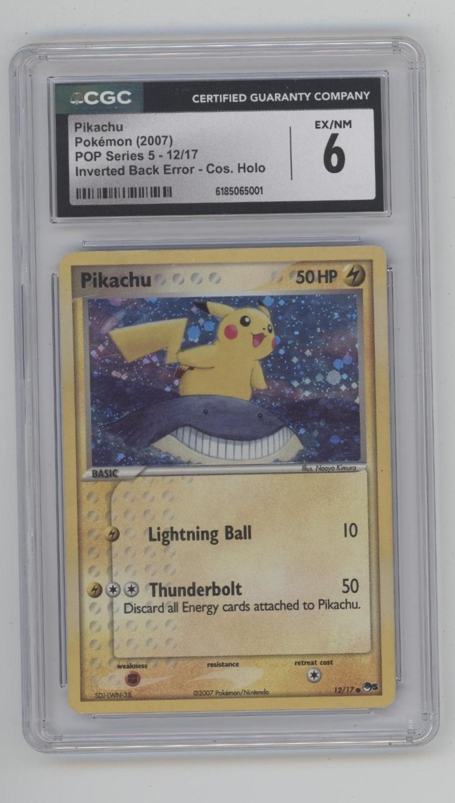 Pikachu Pokemon POP Series 5 Inverted Back Error Cosmic Holo #12 CGC 6