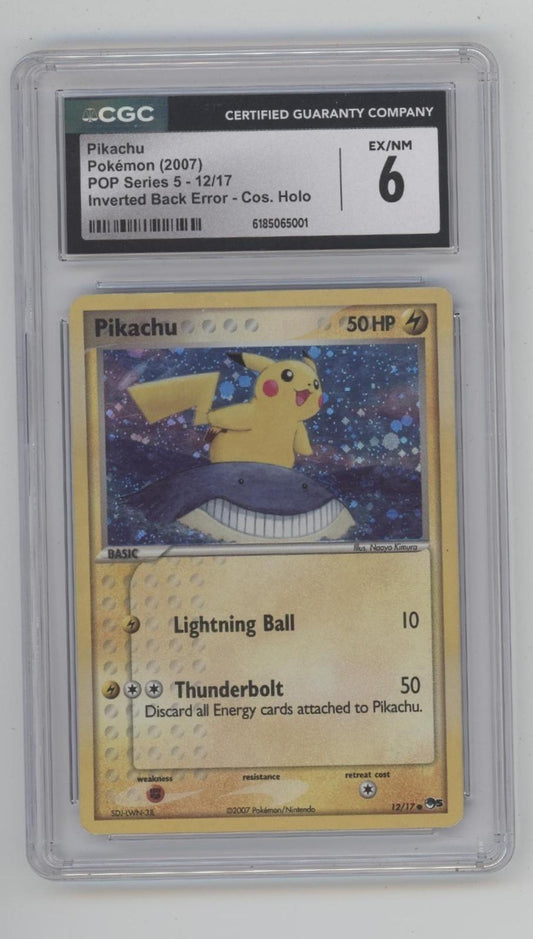 Pikachu Pokemon POP Series 5 Inverted Back Error Cosmic Holo #12 CGC 6