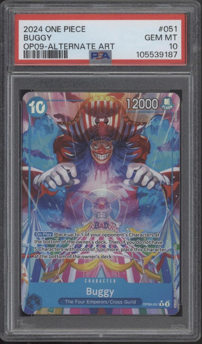Buggy One Piece Card Game OP09 Alternate Art #051 PSA 10
