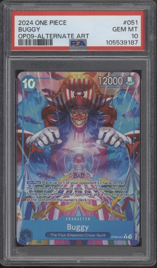 Buggy One Piece Card Game OP09 Alternate Art #051 PSA 10