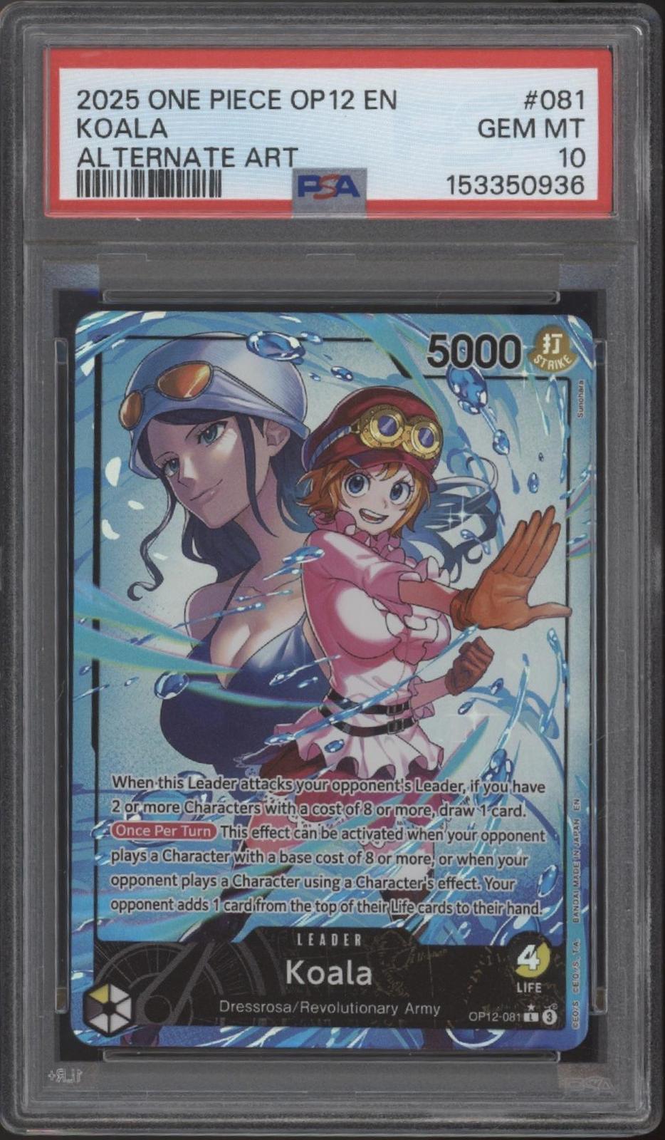 Koala One Piece Card Game OP12 Alternate Art #081 PSA 10