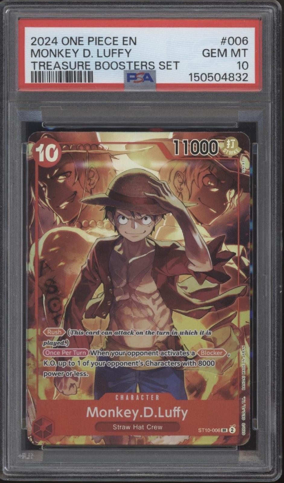 Monkey D Luffy One Piece Card Game Treasure Boosters Set #006 PSA 10 #1