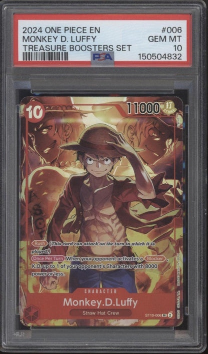Monkey D Luffy One Piece Card Game Treasure Boosters Set #006 PSA 10 #1
