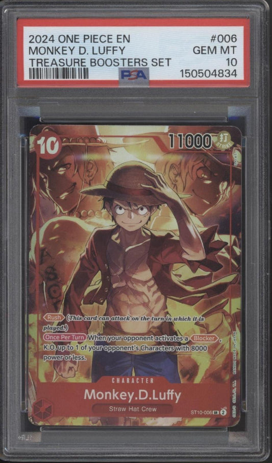 Monkey D Luffy One Piece Card Game Treasure Boosters Set #006 PSA 10 #3