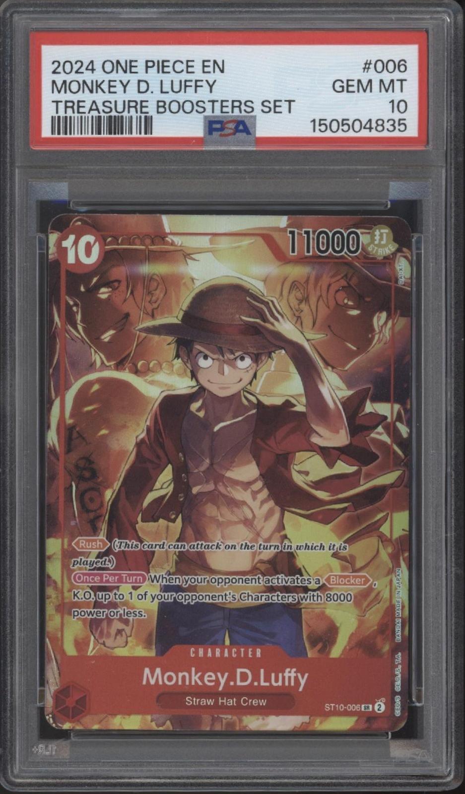 Monkey D Luffy One Piece Card Game Treasure Boosters Set #006 PSA 10 #4