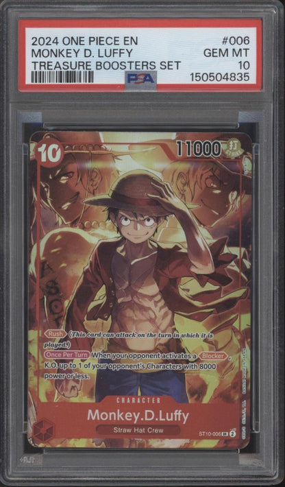 Monkey D Luffy One Piece Card Game Treasure Boosters Set #006 PSA 10 #4