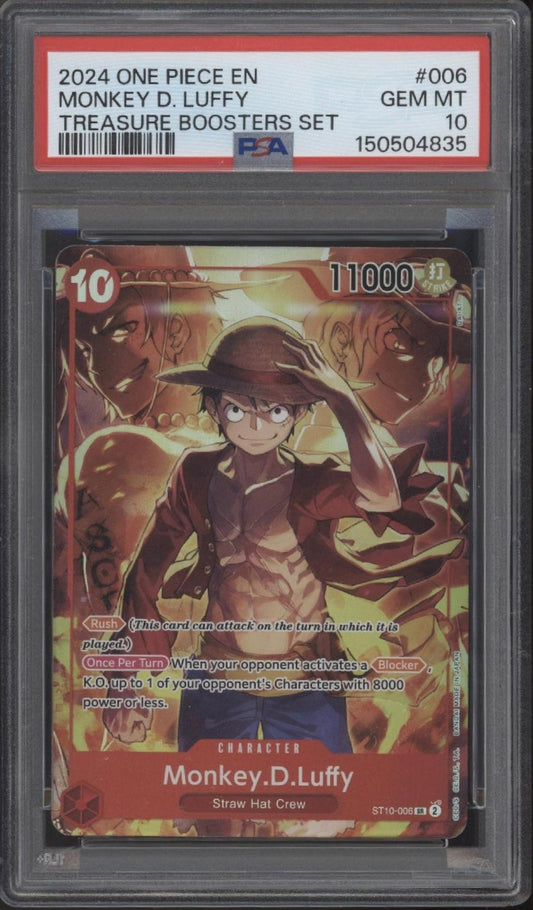Monkey D Luffy One Piece Card Game Treasure Boosters Set #006 PSA 10 #4