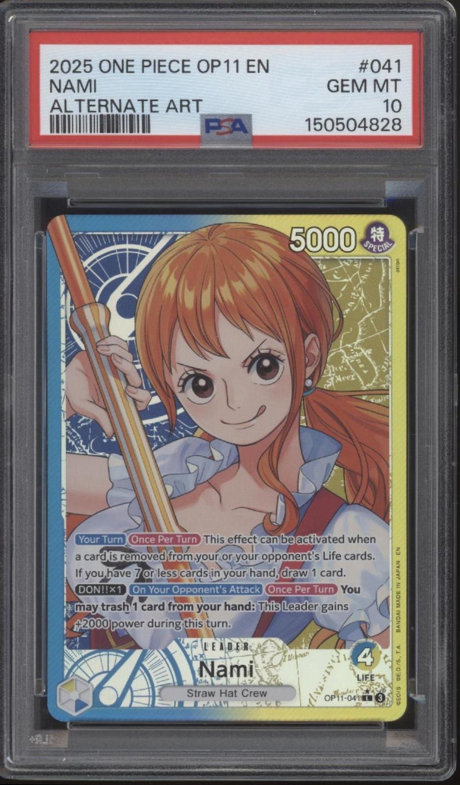 Nami One Piece Card Game OP11 Alternate Art #041 PSA 10