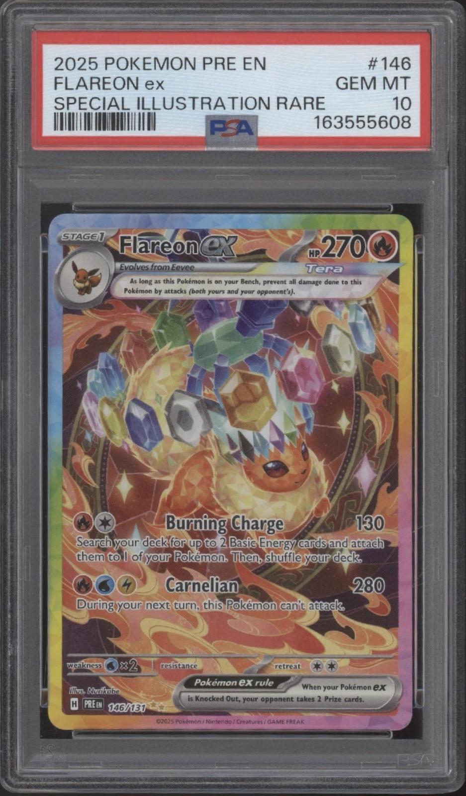 Flareon ex Pokemon Prismatic Evolutions Special Illustration Rare #146 PSA 10