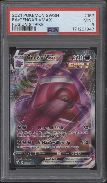 Gengar VMAX Pokemon Fusion Strike Full Art #157 PSA 9