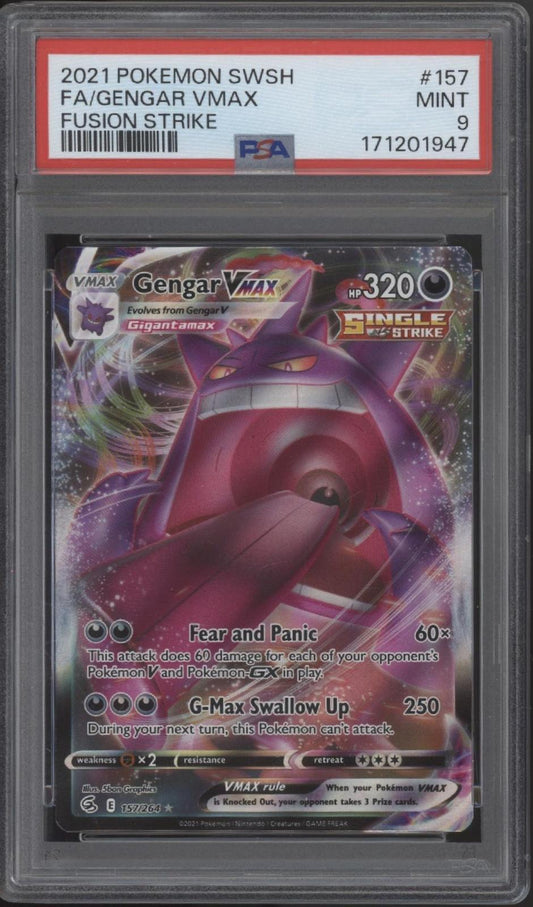 Gengar VMAX Pokemon Fusion Strike Full Art #157 PSA 9
