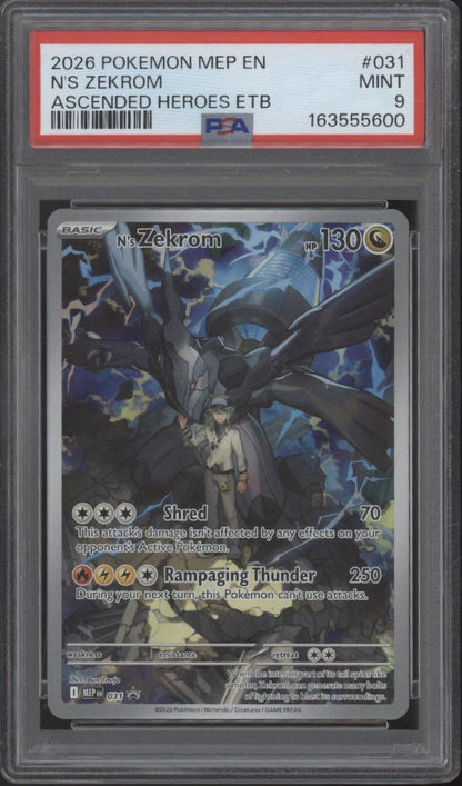 N's Zekrom Pokemon Ascended Heroes ETB Promo #031 PSA 9
