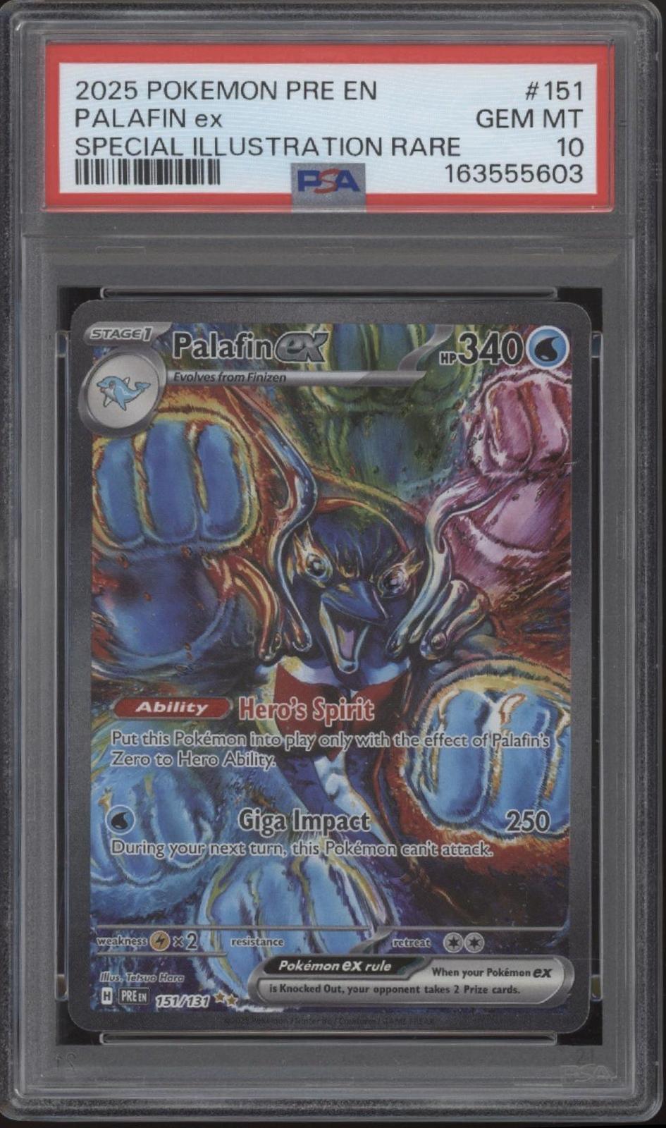 Palafin ex Pokemon Prismatic Evolutions Special Illustration Rare #151 PSA 10