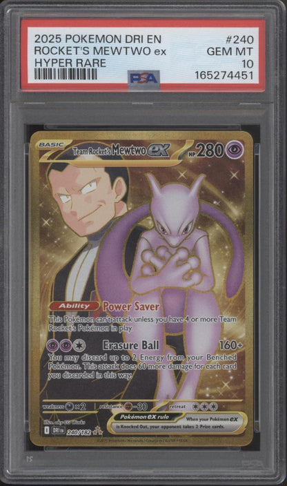 Team Rocket's Mewtwo ex Pokemon Destined Rivals Hyper Rare #240 PSA 10