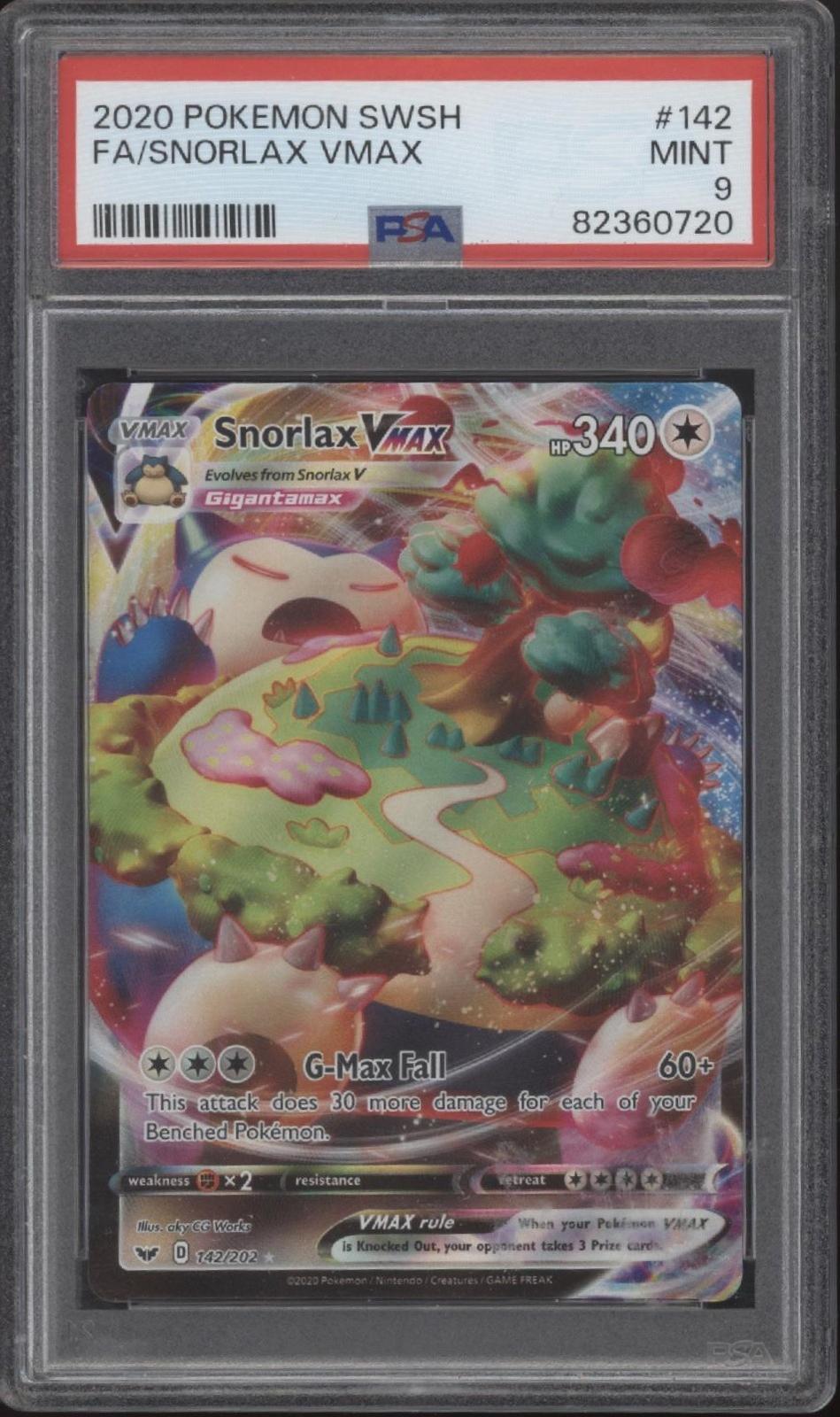 Snorlax VMAX Pokemon Sword & Shield Full Art #142 PSA 9