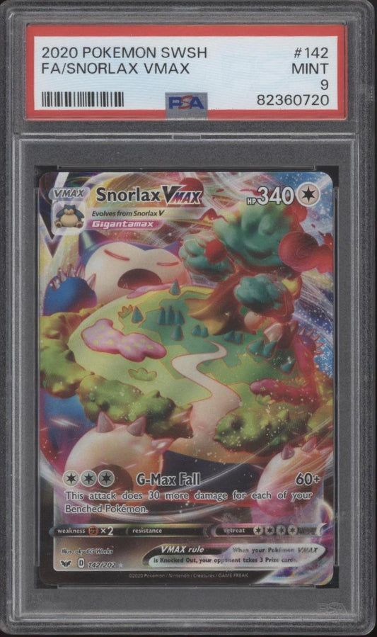 Snorlax VMAX Pokemon Sword & Shield Full Art #142 PSA 9